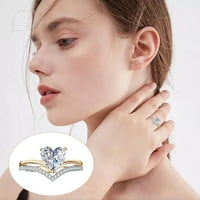 Mnjin Ljubav u obliku Velikog rhinestone prstena za dijamant ljubavni prsten elegantno geometrija rhinestone