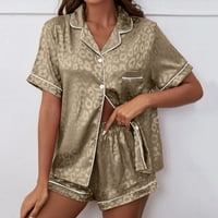 Spavaćice za žene Ženske satenske tiskane kućne odjeće s kratkim rukavima od kratkih rukava svila poput pidžame ženske udobne multi color odijelo K XL