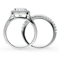 Sterling srebrni halo vjenčani zaručni prsten za prstenje srca kubični cirkonij CZ prsten za žene, rodijumske
