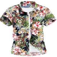 Muška ljetna bluza s kratkim rukavima casual havajska plaža cvjetno dugme dolje na vrhu plus veličine Navy 5xl