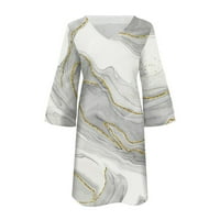 Ljetne haljine Preppy stil V-izrez za rezanje tiskanih poslovnih haljina bijele
