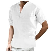 Košulje s dugim rukavima za muškarce, muškarci casual gumb dugih rukava bluza s dugim rukavima bijela
