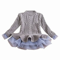 Generic Girls ruffle džemper s dugim rukavima Tutu haljine šivanje pletenih pulover vrhova za djecu