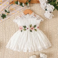 Dječja haljina za bebe cvijeće Ispis čipke ruffless princeza bez rukava