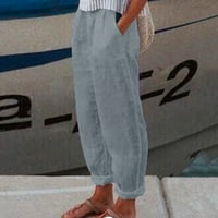 Hlače za ženske pune boje casual bagerg elastična struka široka noga sa džepom modne pantalone