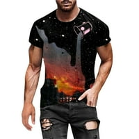iopqo muške haljine muške modne casual stree 3D digitalni tisak Okrugli vrat majica Top bluza s kratkim