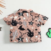 Musuos Baby Boys Button Up majica Casual Cow's Head Ispiši rever kratkih rukava za Toddler Streetwear