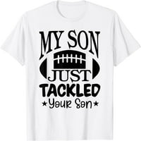 Moj sin je samo bavio sinu smiješnu fudbalsku mamu majicu bijela 4x-velika