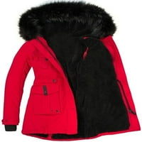 Dabuliu Ženska topla zadebljana zimska kaput s dugim pufferom prekrivene jakne u trendy casual s kapuljačom s FAU Fur haudom