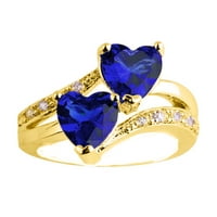 Lroplie prstenovi za žene Djevojke Jedinstvene dvostruke srce Rainbow vječni angažman prsten za prsten