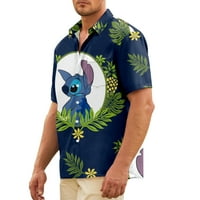Muška havajska lilo Stitch Najbolji prijatelj uzorak majica kratki rukav casual gumb dolje cvjetne košulje na plaži sa džepom