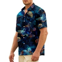 Fnyko Men & Boys Summer Havajska majica Morski vijek tiskani casual kratkih rukava Novost na havajske