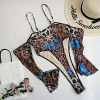 Žene kupaćih kostima Ljetni Leopard Leptir Ispiši puni rukav Top jednodijelni bikini kupaći kostimi
