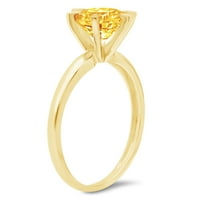1.5ct okrugli rez žuti prirodni citrinski 14K žuti zlatni angažman prsten veličine 7.5