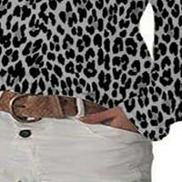 Justvh Ženska ulična stil labavi vrhovi dugih rukava Leopard Print majica