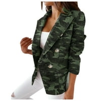 Vedolay Women Tops Office Blazer jakne za žene s dugim rukavima otvorena prednja jakna, kamuflaža XL