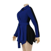 TAWOP suknje za žene modne žene zadebljane patchwork dugih rukava zavoj veliki kaput od rever plave