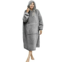 Prevelike dukseve Dukserice meke tople zimske dukseve Fleece Komforan dvostrani plišani TV pokrivač sa džepom iz džepne kapuljače za nošenje prekrivača kao rođendanski pokloni za žene