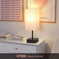 Pink platno LED stolna lampa - sa USB priključcima za punjenje, prekidač sa zatvaračem, noćnom lampom