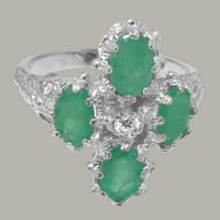 Britanci izrađeni sterling srebrni kubični cirkonijski i smaragdni ženski prsten za izjave - Veličine