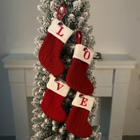 Božićne čarape Pismo crveno pletene Xmas Tree Viseći čarape Dekoracija, Božićne čarape Pokloni i tretiraju