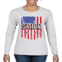 Stand ponosan na američku zastavu Americana American Pride ženska grafička majica s dugim rukavima,