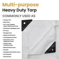 Super Heavy Duty Poly Tarp Mil - Bijela boja -12'x25 '- gusta vodootporna, otporna na otpornost na UV,