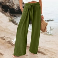 Puntoco Plus Veličina čišćenje ženske elastične labave hlače Ravne široke pantalone za noge Hlače vojske zelene 6