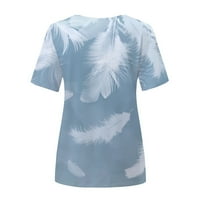 Ženska majica Okrugli vrat kratkih rukava na vrhu modne perje tiskane ljetne vrhove košulje bluza za