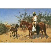 Remington, Frederic Crna modernog uokvirenog muzeja Art Print pod nazivom - Sentinel na konju