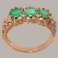 Britanci napravio je 10k Rose Gold Real Prirodni smaragdni prsten izjave žene - veličine opcije - veličine