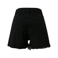 Žene Ljetne hlače Jeans High Squik Slim Hoteli Hlače sa džepovima Kratke hlače za žene Black M