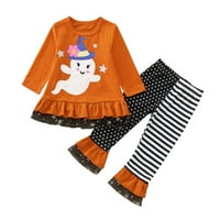 TODDLER Djevojke za bebe Pumpkin vrhovi sa rukom + prugasti hlače set