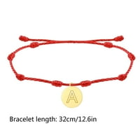 Yinguo Personalizirana početna narukvica sretna crvena sedam čvorova narukvica pozlaćeno slovo tkane