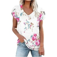 Olyvenn ženske tuničke majice opuštena bluza Trendy latica kratki rukav tees seljak retro cvjetni vrhovi