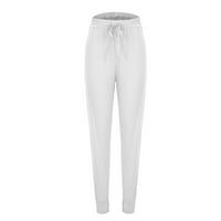 Zyekqe ženske joge hlače visoki elastični struk Cinch dno dunja sa džepovima dame casual sogurne hlače u boji