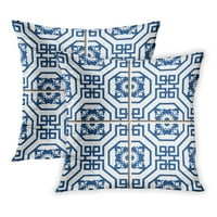 Unutrašnjost vintage zidne pločice plave osmostruk spiralne cvijeće napune bijeli jastučni jastučni
