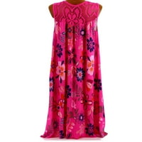 Haljine za žene bez rukava kratki okolišni izrez otisnuti ljetni slobodni datum ženske čipke ružičaste xxl
