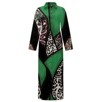 Ženska modna ležerna temperatura labav lanac Geometrijski print Dugljev haljina dugačka majica duga haljina