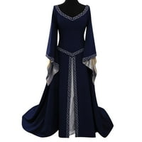 WHLBF haljina zazor ženske dugih rukava V-izrez dress dress duljina cosplay haljina