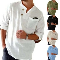 Muški casual ovratnik V-izrez V-izrez bluza s dugim rukavima majice dolje majice bijeli xl