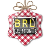 Božićni ornament NBL Aerodrom za Burlington, IA Red Plaid Neonblond