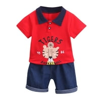 Kneelentna košulja i pantalone za dječake postavljene dječačkom odjećom Denim dječake Dječje dječjeKonse crvene 12 mjeseci