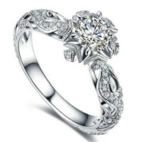 Keusn Womens Vintage Beautiful Diamond Silver Angagement Vjenčani prsten