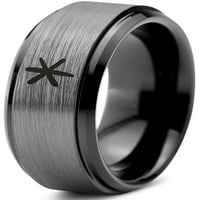 Tungsten asterisk zvjezdani simbol glifne pojaseve prsten za muškarce žene udobnost FIT Black Step Bevel Edge brušeno sivo polirano