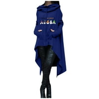 Apepal ženska casual moda Halloween Print pulover s kapuljačom s dugim rukavima Top Blue 2XL