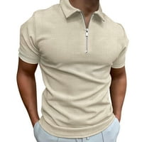 Muški ležerni Walf provjerava čvrsta majica bluza Okrenite ovratnik s kratkim rukavima s kratkim rukavima