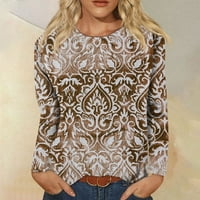 Ženska modna casual Longsleeve Print Pulover okruglih vrata Top Bluza