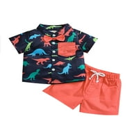 TODDLER Baby Boy Summer Dugme s kratkim rukavima dolje majica + kratke hlače Set letnje odjeće Dinosaur