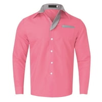 Haxmnou Muška modna casual top košulja Jednostavna udobna košulja na ovratniku od pune boje košulja
